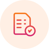 Improvements | Path Social | Path Social Icon illustration of a certified document, depicting a paper with text lines and a checkmark, symbolizing an approved or verified document.