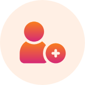 smart-targeting | Path Social | Path Social プラス記号を持つ人物の抽象的な姿を描いたアイコンで、一般的にソーシャルメディアやコミュニケーション・インターフェースにおける「新規コンタクト」や「友達追加」機能を表す。