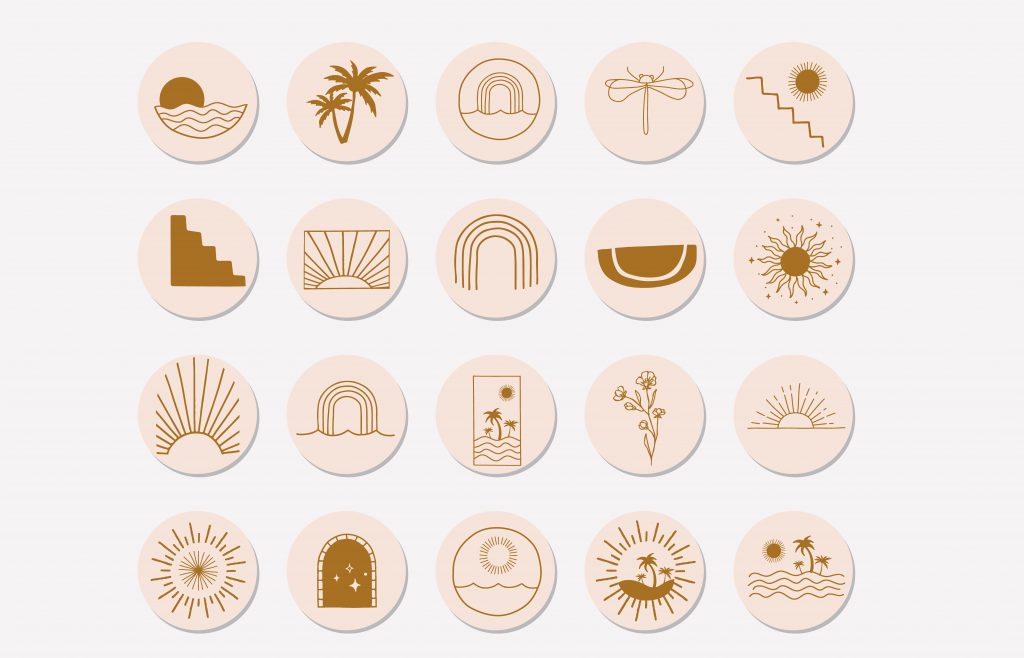 una colección de iconos sobre fondo blanco