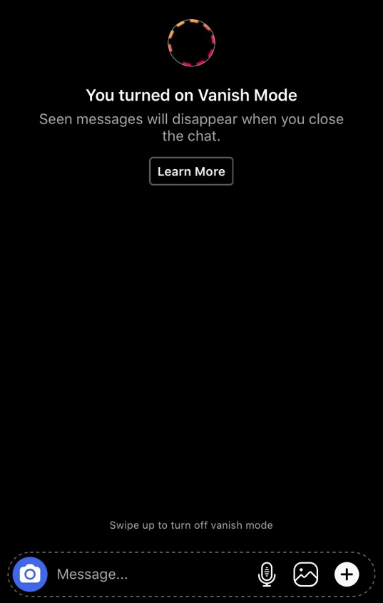 Instagram chat in Vanish Mode