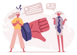 girl showing thumbs down to represent restrict an account on Instagram