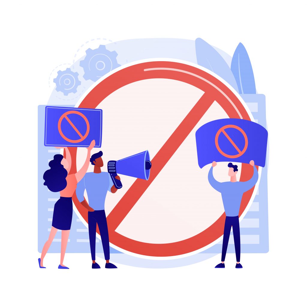 People holding restricted signs to represent how to restrict an account on Instagram