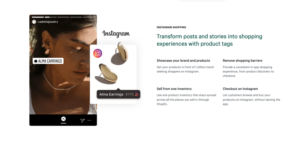 Capture d'écran montrant comment faire de la publicité pour Shopify sur Instagram en intégrant la boutique Shopify au Commerce Manager. 