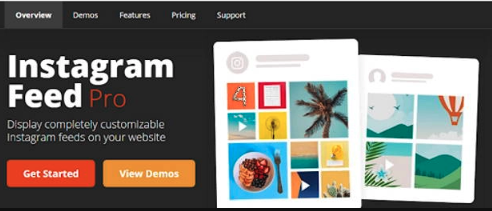 Instagram Feed Pro plugin website page for embedding Instagram post on a WordPress blog site. 