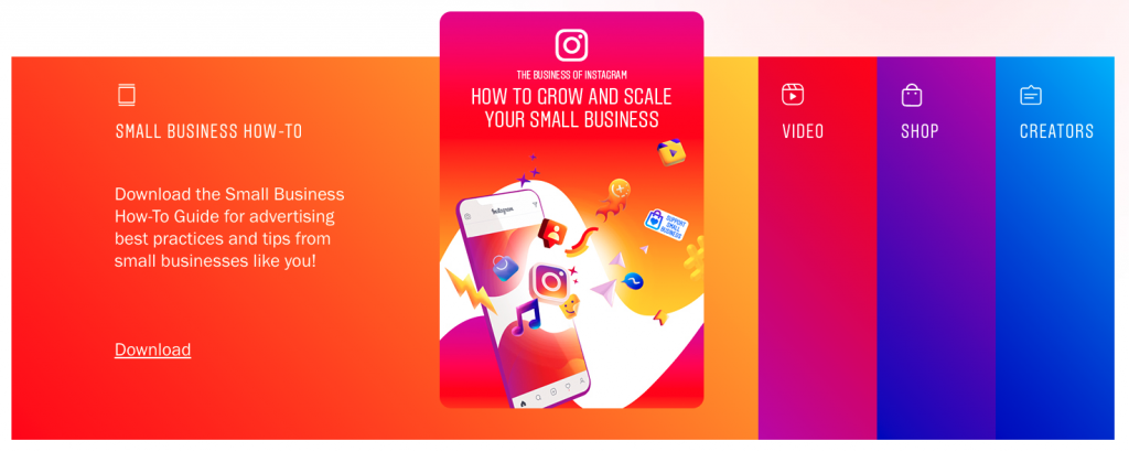 Different ad formats showcasing how to advertise on Instagram. 