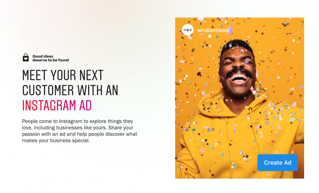 Screenshot of how to meet your next customer with an Instagram ad.