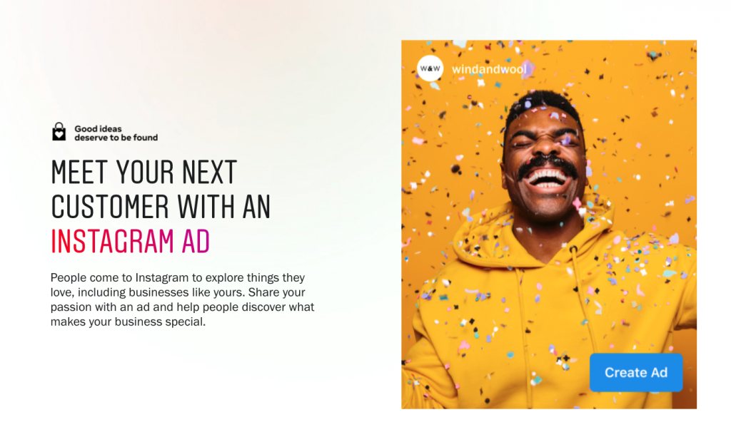 Screenshot of how to meet your next customer with an Instagram ad. 