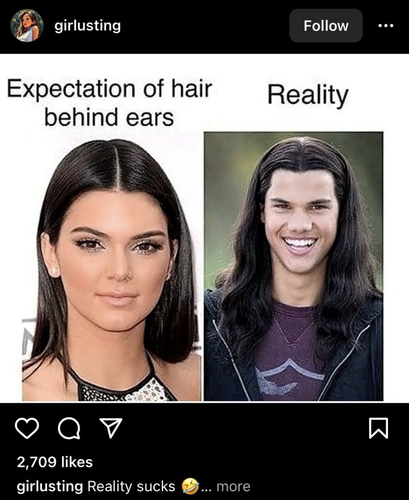 Side-by-side photos of a man and a woman who both have ling hair.