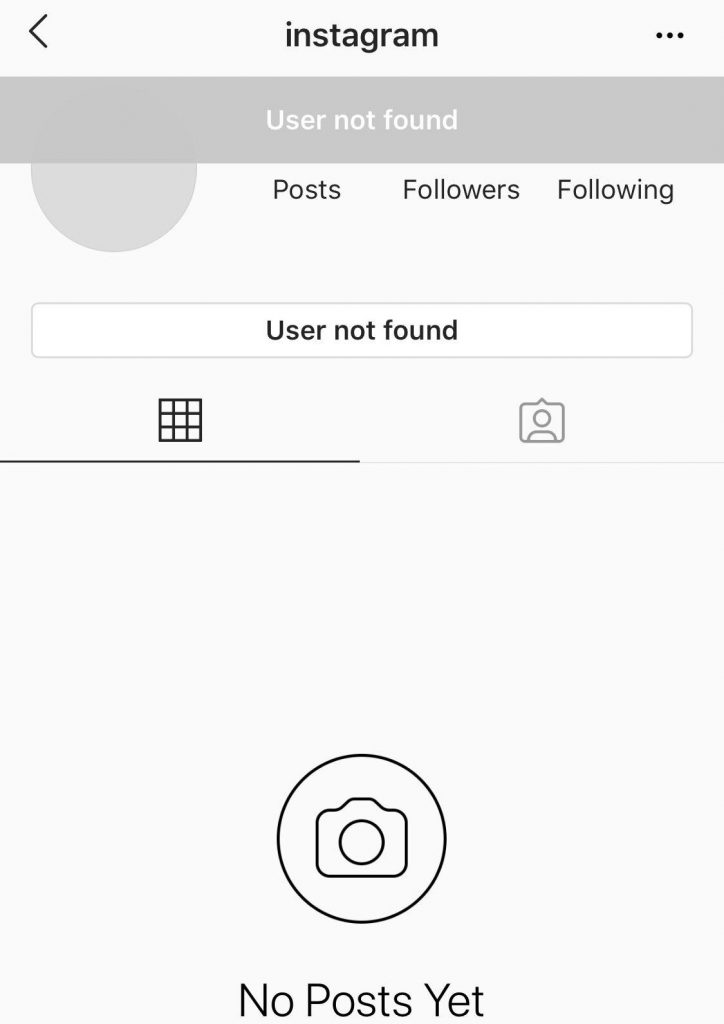 Captura de tela da mensagem “Usuário não encontrado” em Instagram o que pode indicar que alguém bloqueou você no Instagram . 