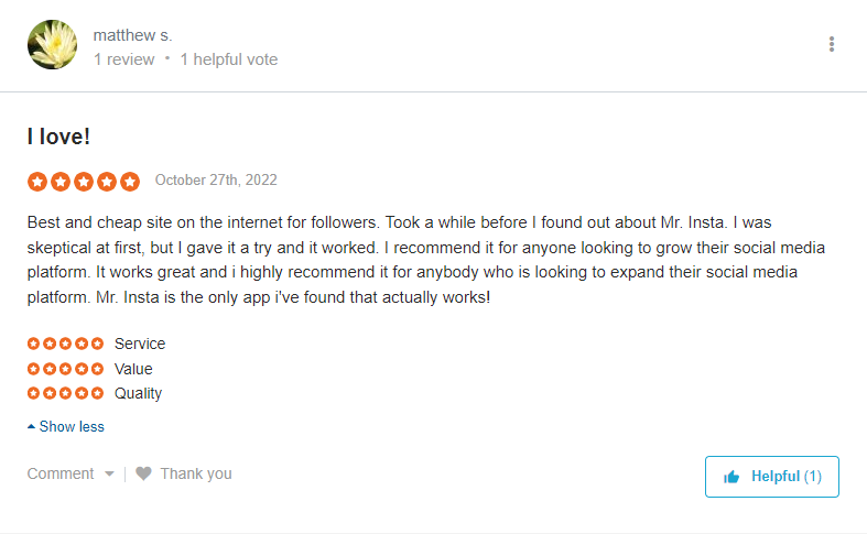 Screenshots of positive and negative reviews for Mr Insta on Sitejabber.