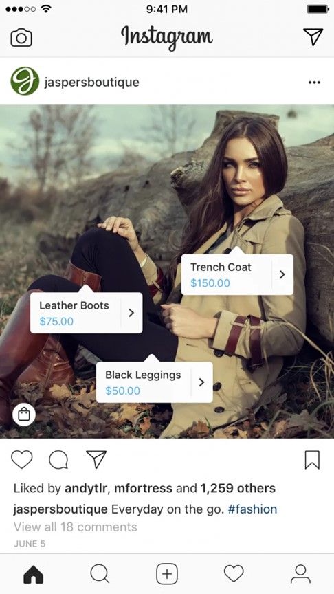 Instagram photo with product tags