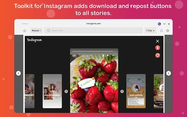 Schermata dell'estensione di Chrome Instagram photo downloader che mostra il pulsante di download.