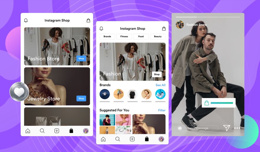 Instagram Página de compras con muestras de las colecciones de la Tienda. 