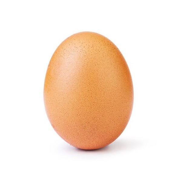 Photo of an egg which quickly became the number one most popular photo on Instagram.