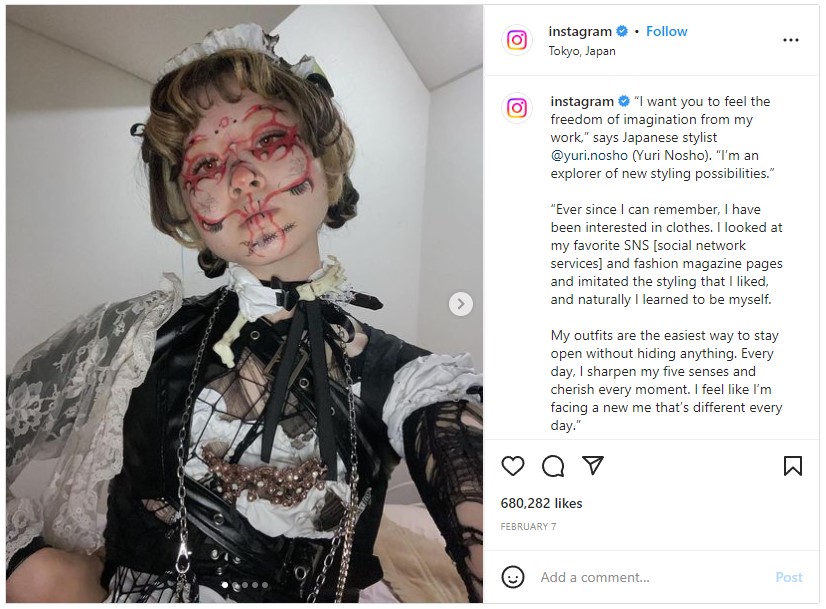 PopularPicturesonInstagram4 | Path Social Young woman wearing makeup art and gothic clothes featured on Instagram's page.