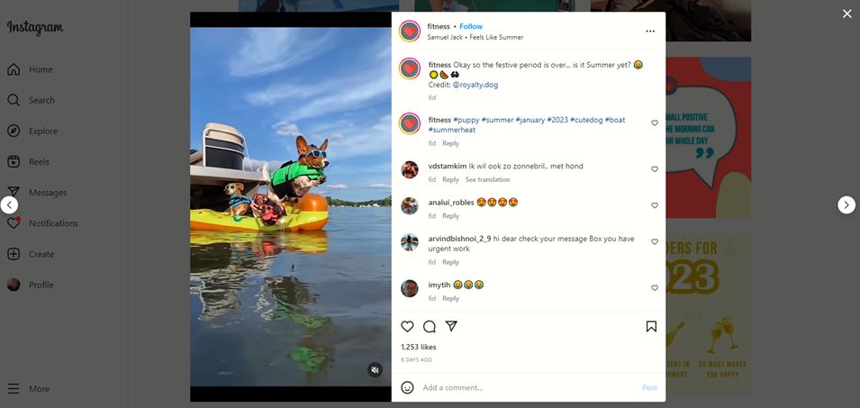 increasefollowersgrowth21 | Path Social screenshot of Instagram posts by fitness and the engagement of their followers