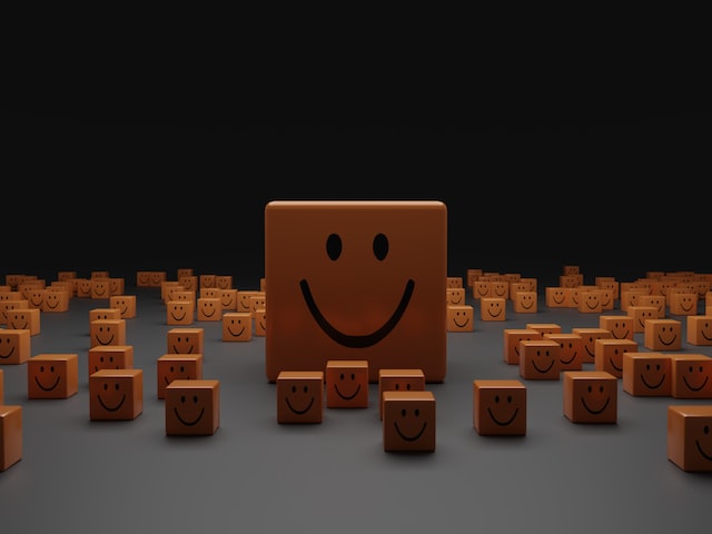 Blocks with smiley faces showing Instagram poll results.