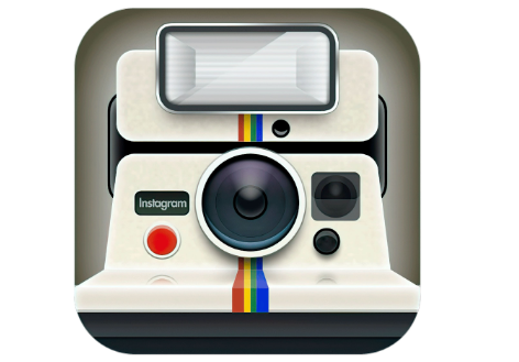 Voorkant van een polaroidcamera gebruikt als Instagram's eerste logo. 