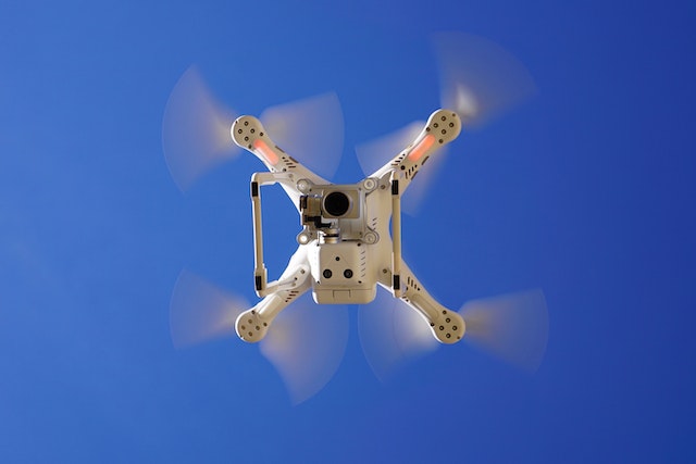 Telecamera del drone in volo.