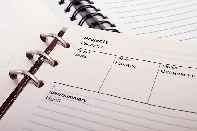 A close-up image of a day planner.