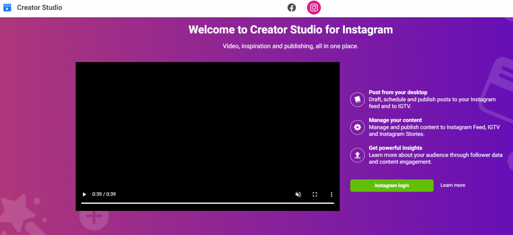 Creator Studio For Instagram Login Page 