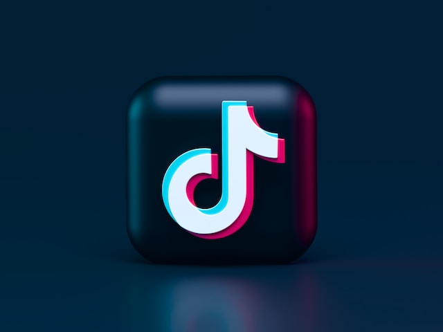 Graphic of the TikTok logo on a dark blue background.