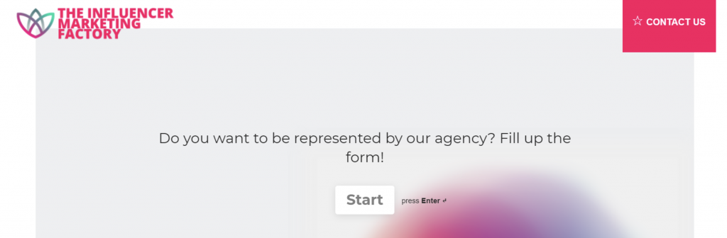 Path SocialCaptura de pantalla de la página de contacto de The Influencer Marketing Factory.