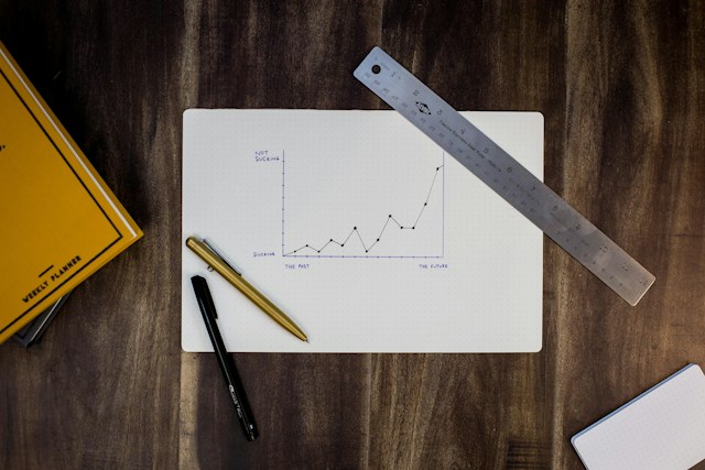 A line graph showing growth over time.