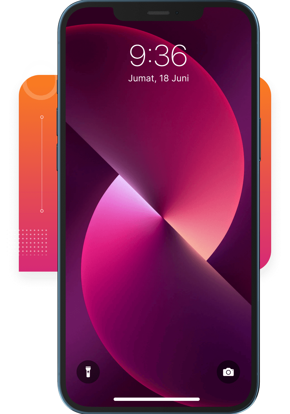 ponsel dengan latar belakang warna-warni