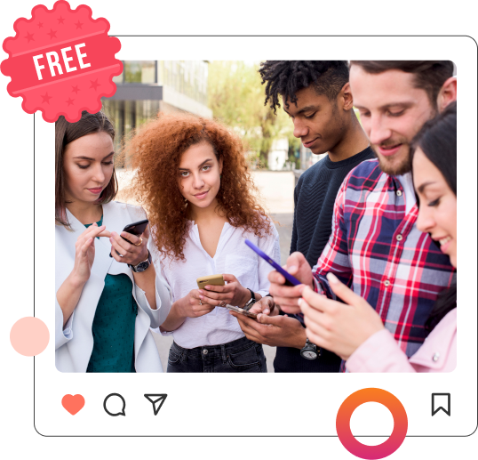 free-insta-followerspng | Path Social Path Sociala unei postări Instagram cu un autocolant "Free" care prezintă o imagine stoc cu oameni pe smartphone-uri.