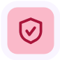 Featured-iconpng | Path Social Rosa Schildsymbol mit einem Häkchen für Sicherheit.