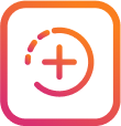 Pictogramă pentru Instagram Stories Viewer cu un semn plus și margine circulară.