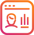 Pictogramă pentru Instagram Profile Analyzer care prezintă un profil de utilizator cu grafice de bare.