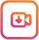 Pictogramă pentru Instagram Video Downloader cu un simbol de redare video și o săgeată de descărcare.