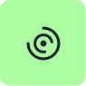 Path Social pictogram of een zwart spiraalvormig doel op een groene achtergrond die een nauwkeurige analyse symboliseert.