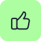 Groen vierkant pictogram van een duim omhoog voor een gemiddelde waardering.