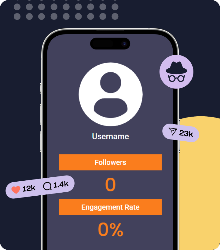 Path Social van een Instagram op een smartphone naast engagementpictogrammen.