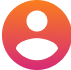 Wit gebruikerspictogram op een cirkelvormige achtergrond met kleurverloop van oranje naar roze.