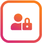 Group-1686565951.png | Path Social Benutzersymbol mit Vorhängeschloss in einem abgerundeten Quadrat mit orange-rosa Farbverlauf.