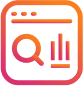 Group-42986.png | Path Social 돋보기와 둥근 사각형 안에 주황색에서 분홍색으로 그라데이션된 막대 차트가 있습니다.